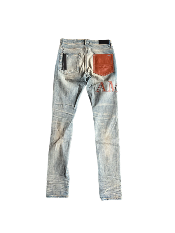 Amiri Leather Stitch Logo jeans