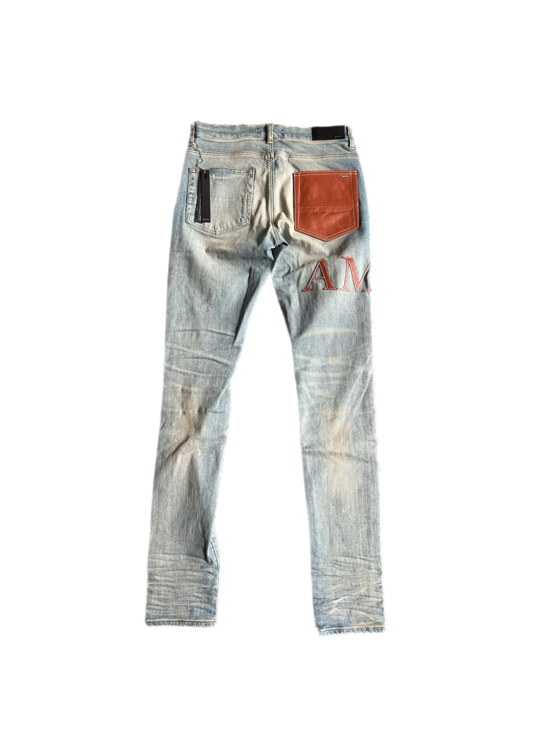 Amiri Leather Stitch Logo jeans