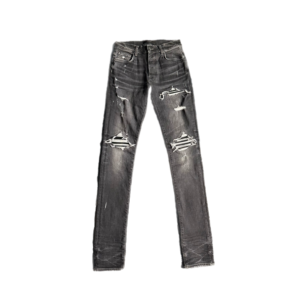 Amiri MX1 Leather Grey Jeans