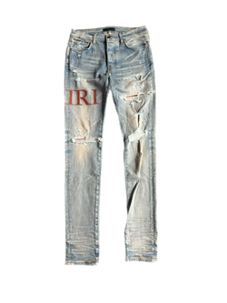 Amiri Leather Stitch Logo jeans