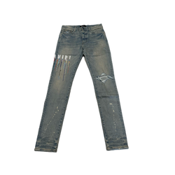 Amiri Clay Indigo Paint Drip jeans