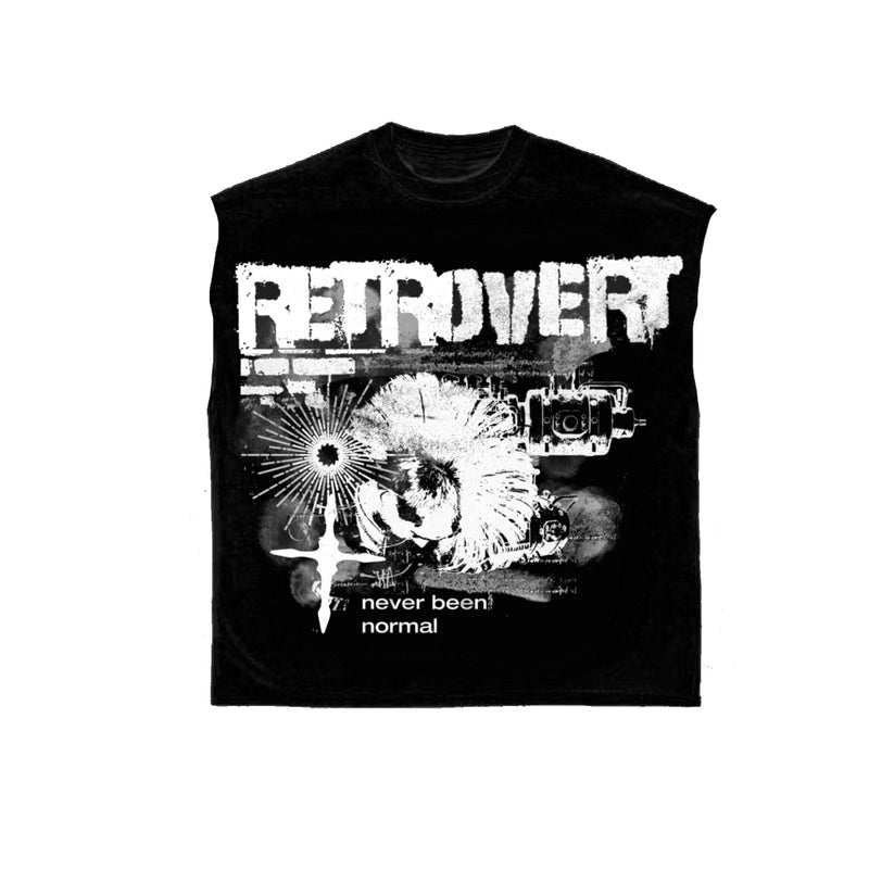 RETROVERT BLACK PUMP SLEEVELESS TEE