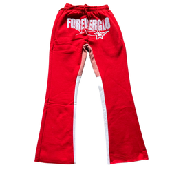 FOREVERGLO RED FLARED SWEATS