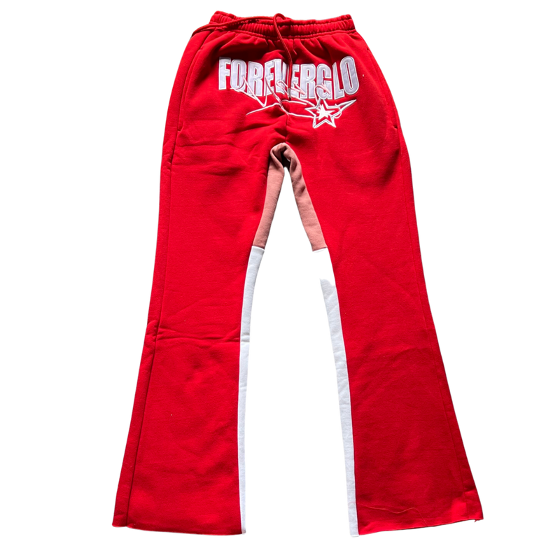 FOREVERGLO RED FLARED SWEATS