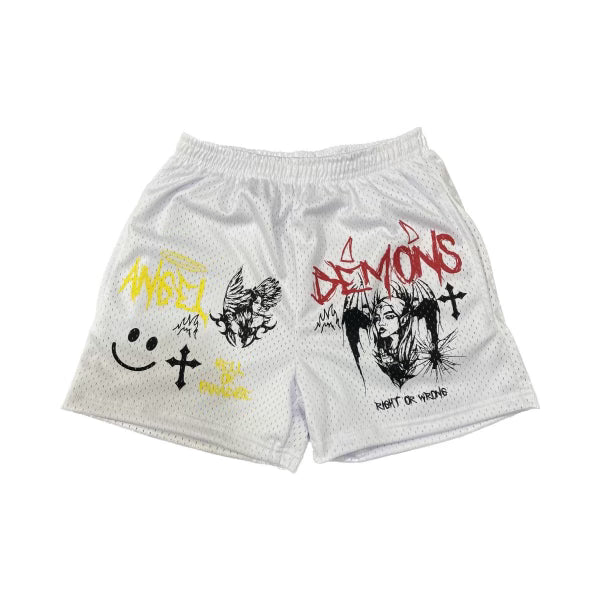 Angel x Demonz Hell & Paradise Shorts White