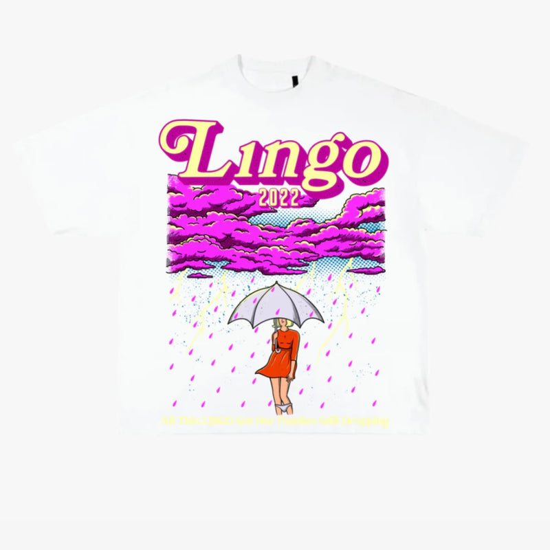 Lingo Fashion "Purple Rain" Tee White