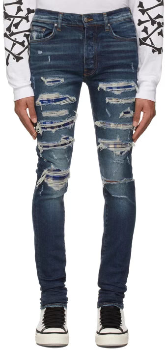 Amiri Thrasher Plaid Indigo Jeans